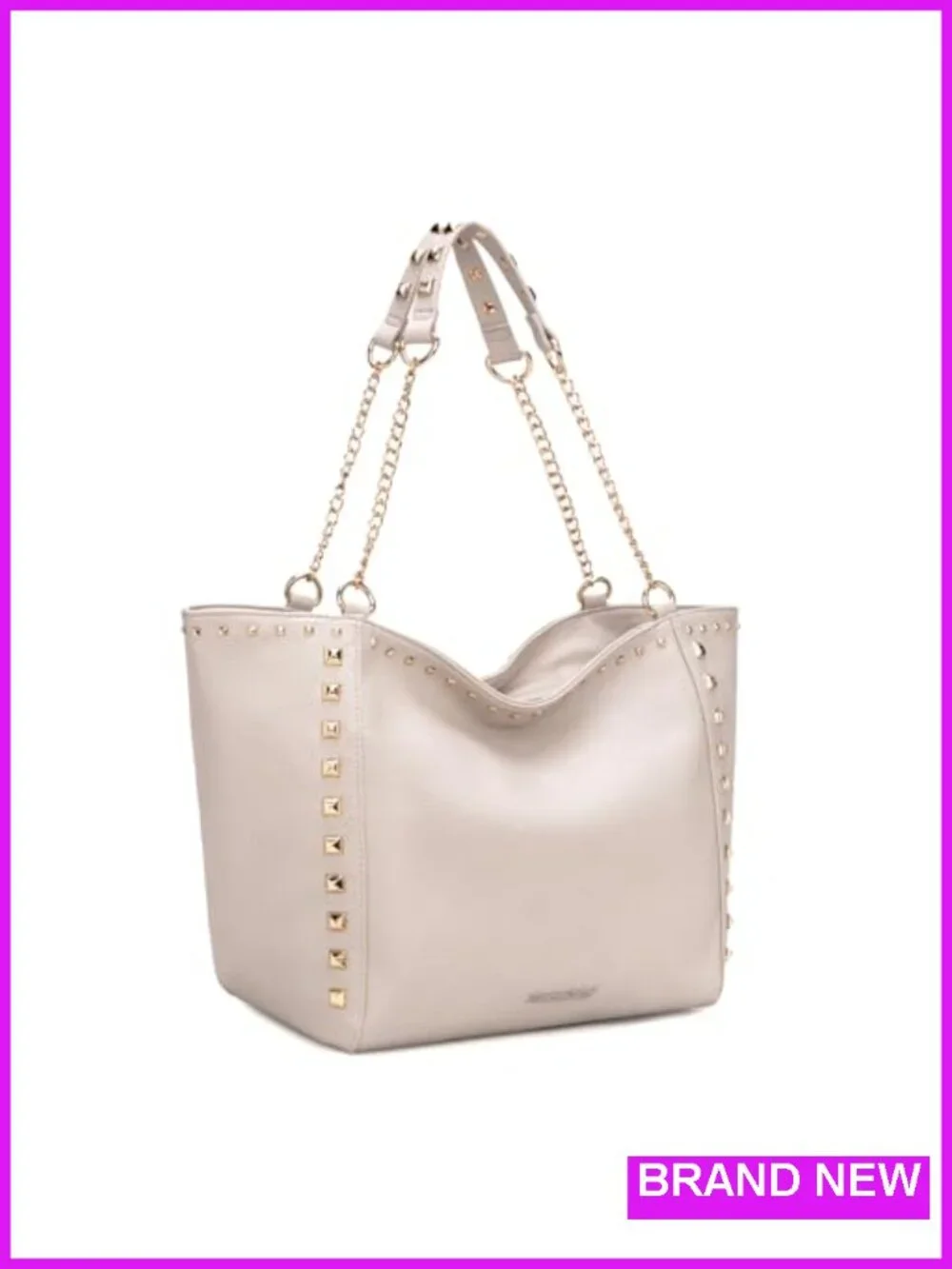Oversized Vegan Leather Tote Bag with Chain Handle Hobo Purse for Women